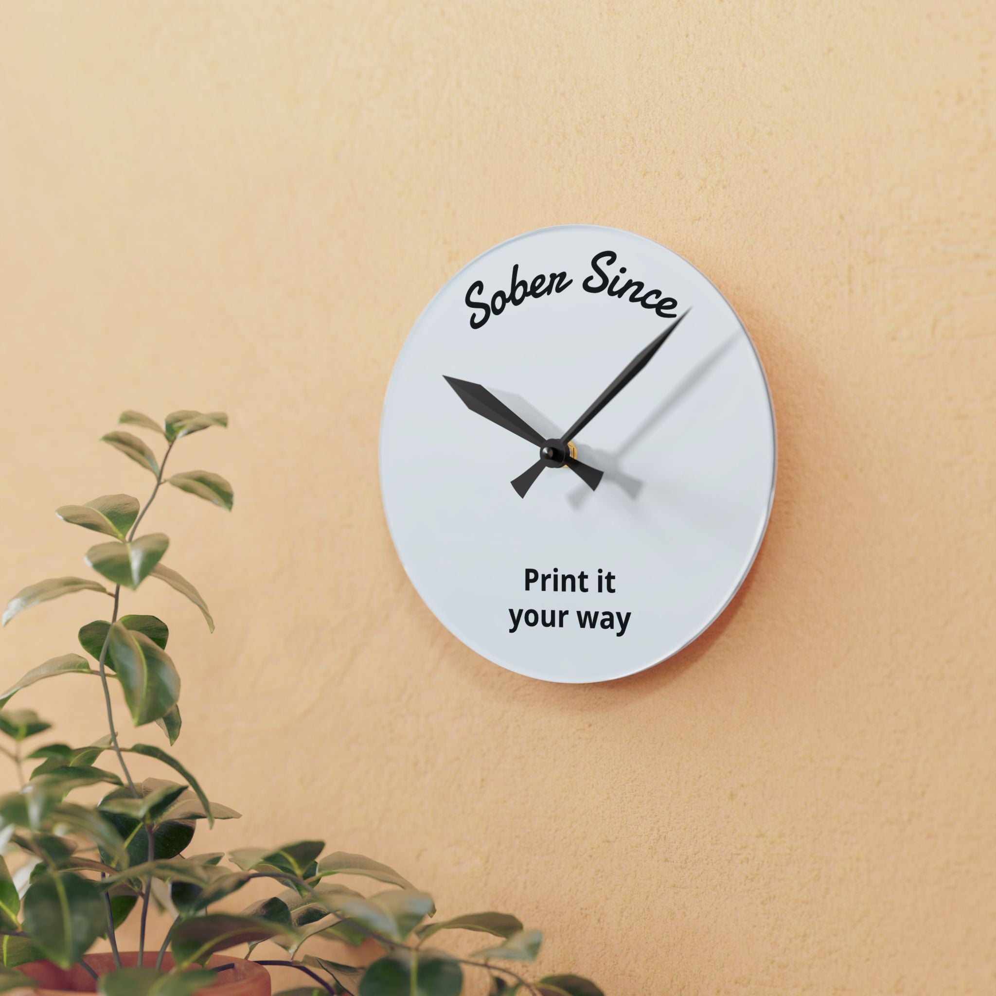 Sober Since Acrylic Wall Clock