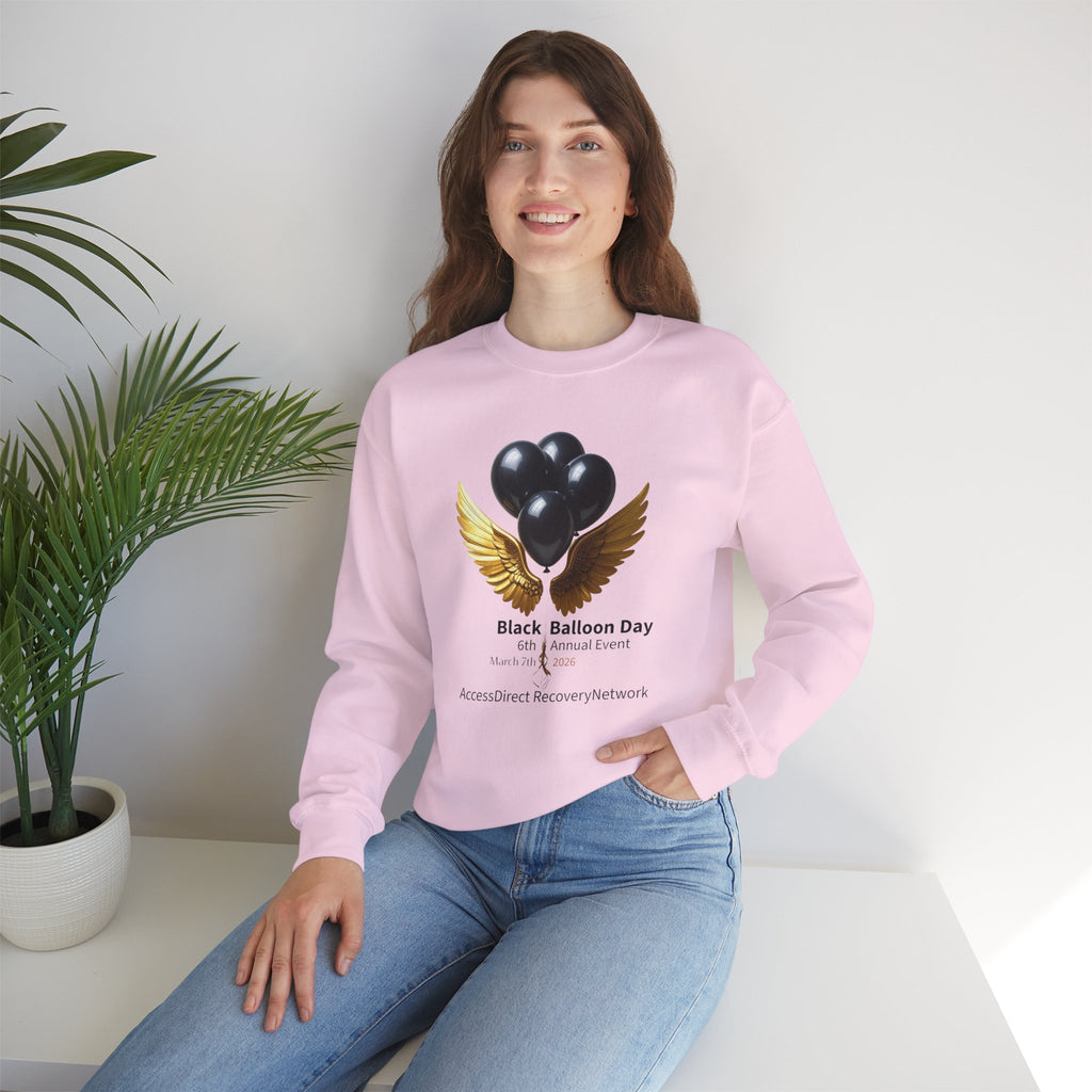Black Balloon Memorial Crewneck Sweatshirt —  Tribute Design