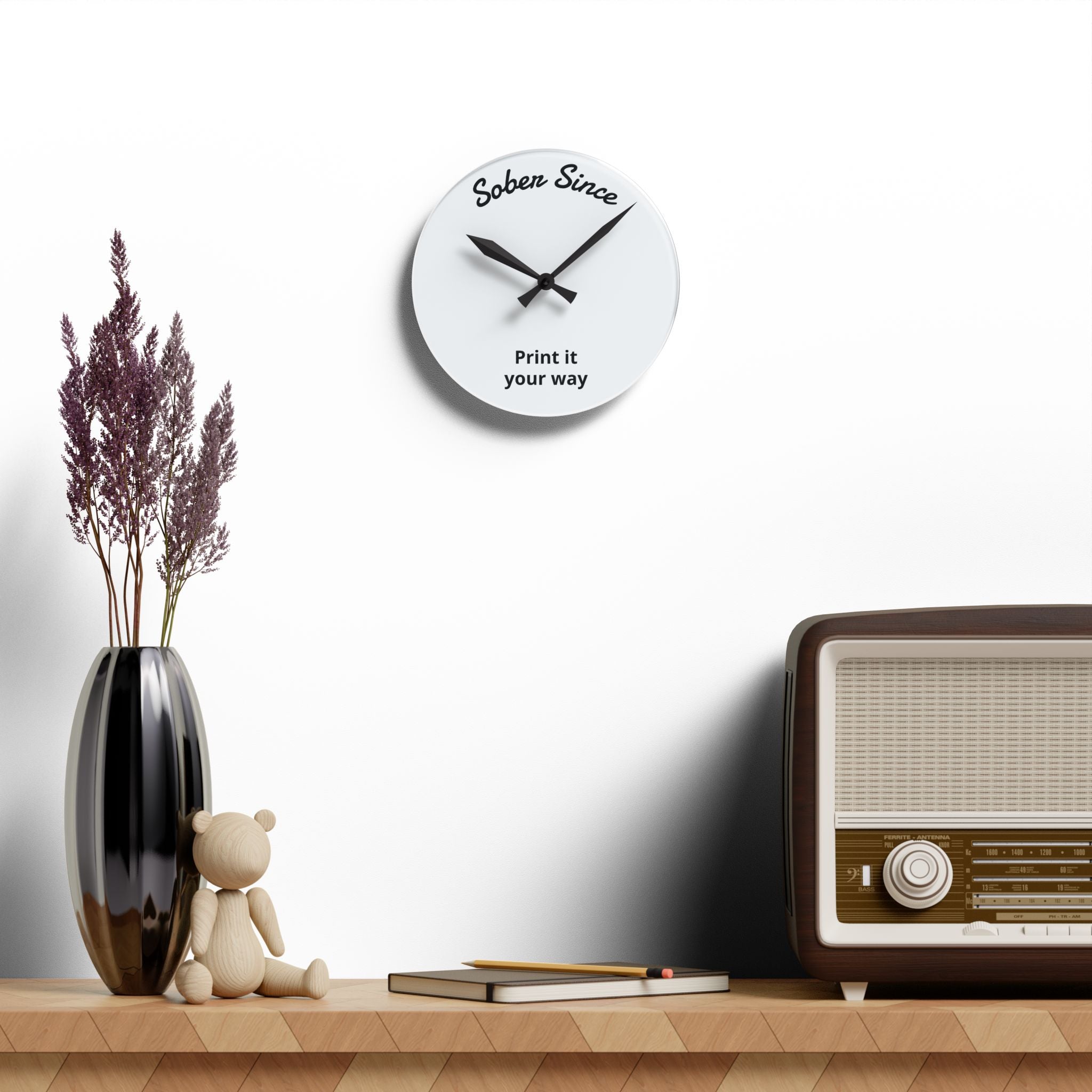 Sober Since Acrylic Wall Clock