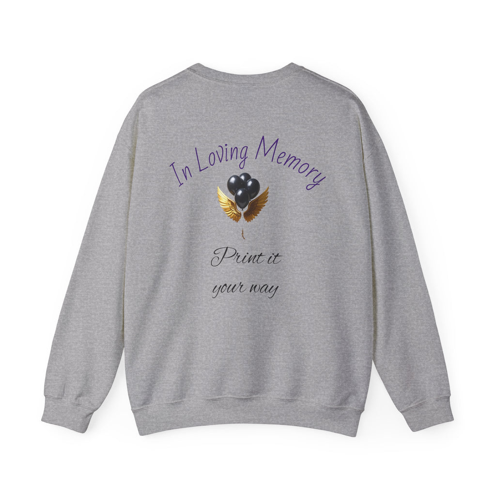 Black Balloon Memorial Crewneck Sweatshirt —  Tribute Design