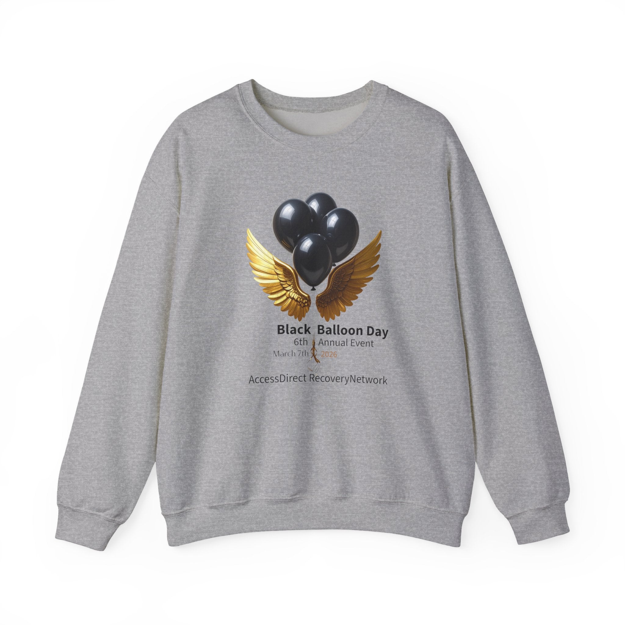Black Balloon Memorial Crewneck Sweatshirt —  Tribute Design