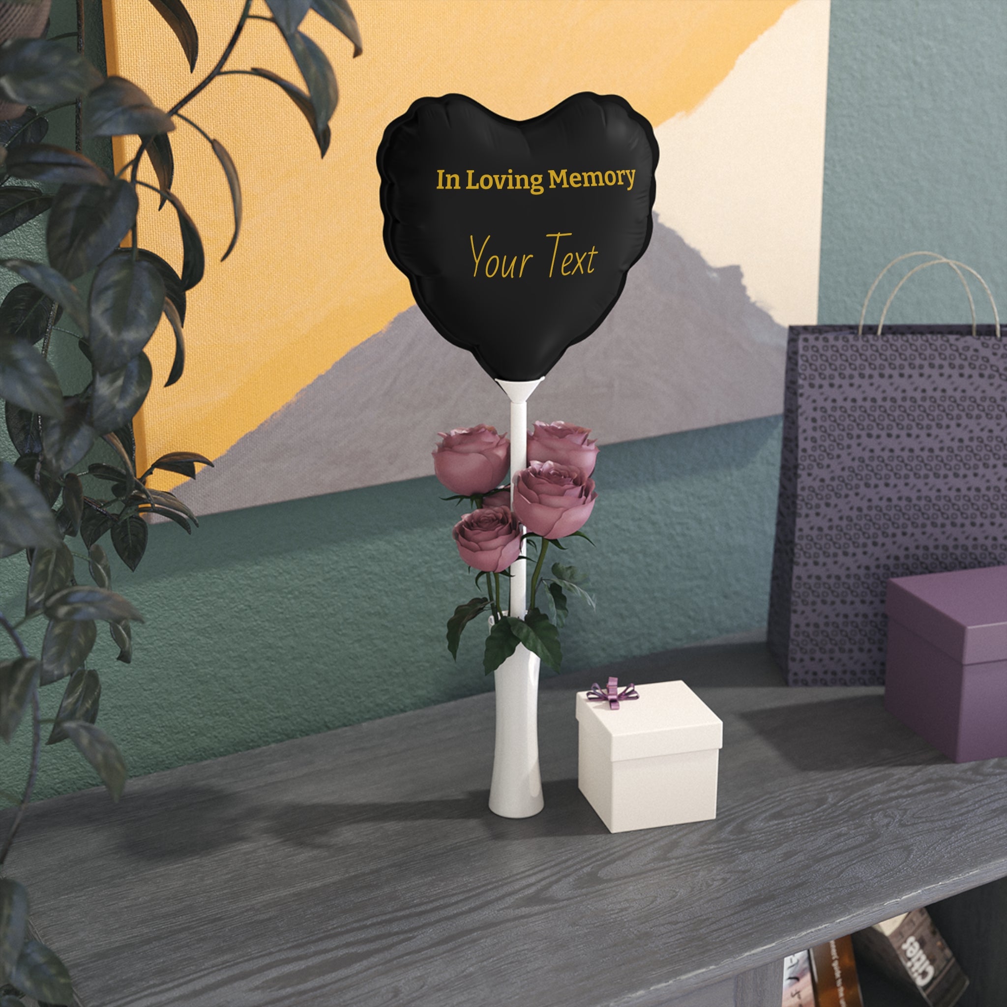 Black Balloon- Personalize (Round and Heart-shaped), 6"