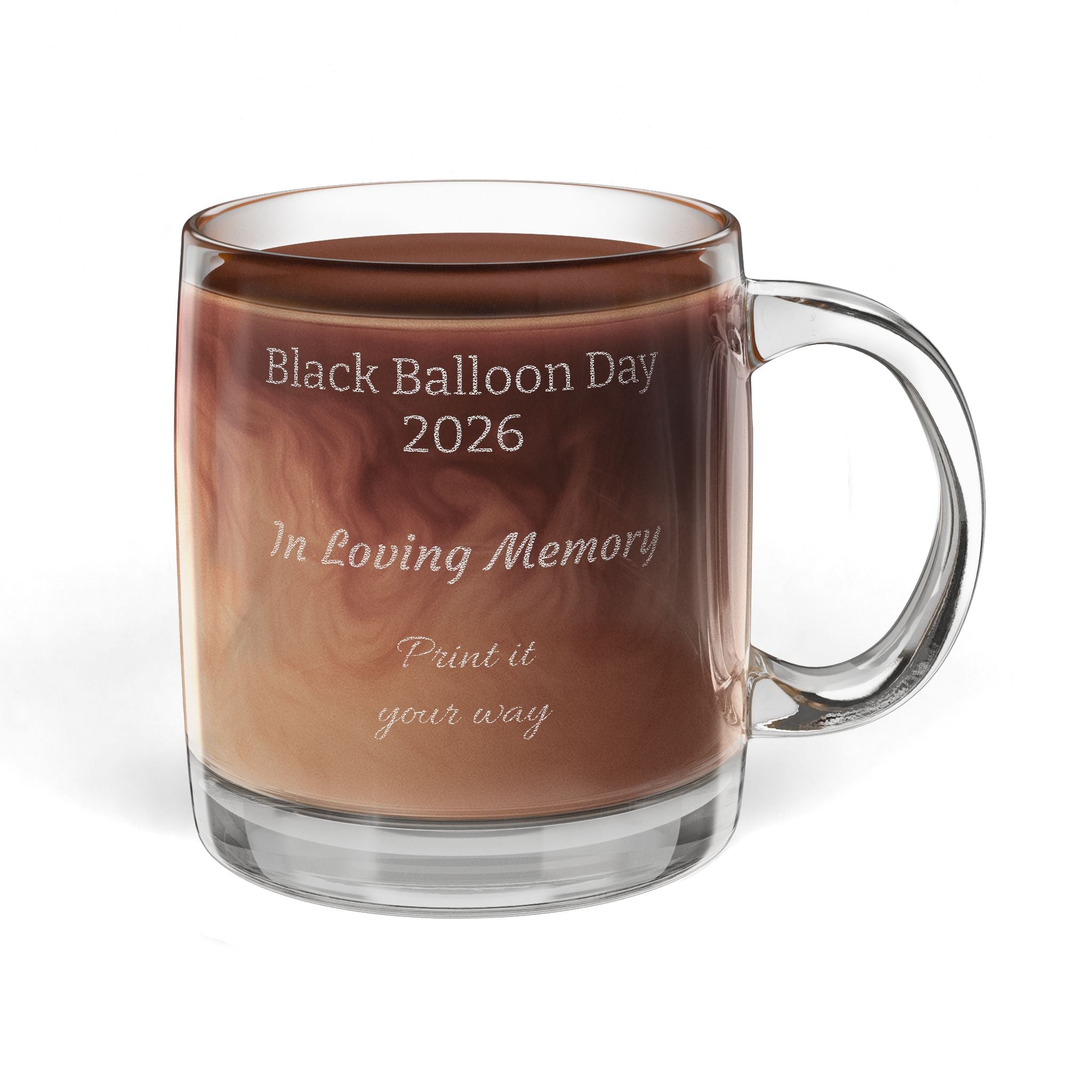 Black Balloon Glass Coffee Mug, 12.25oz (Engraving)