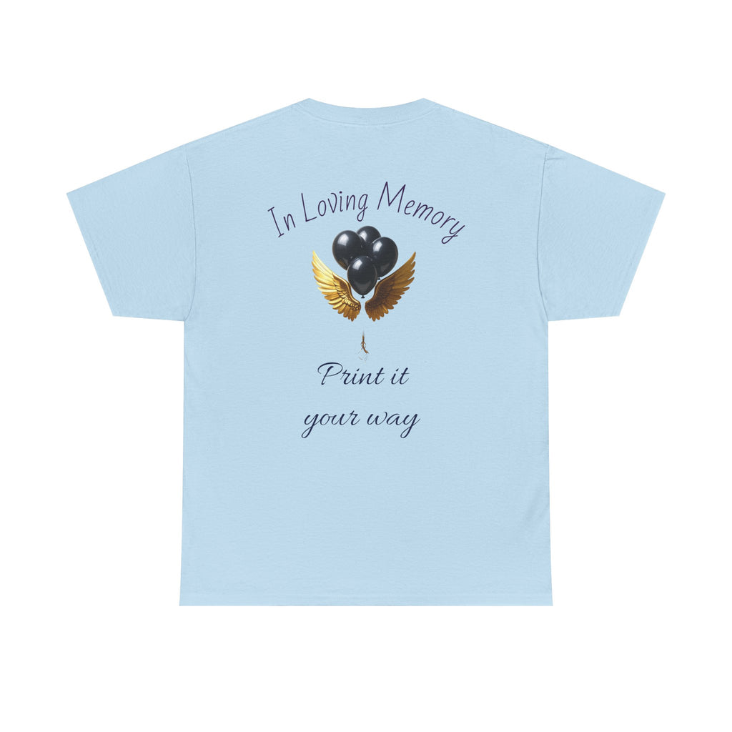 Black Balloon Memorial T-Shirt — Personalize In Loving Memory Tribute Tee